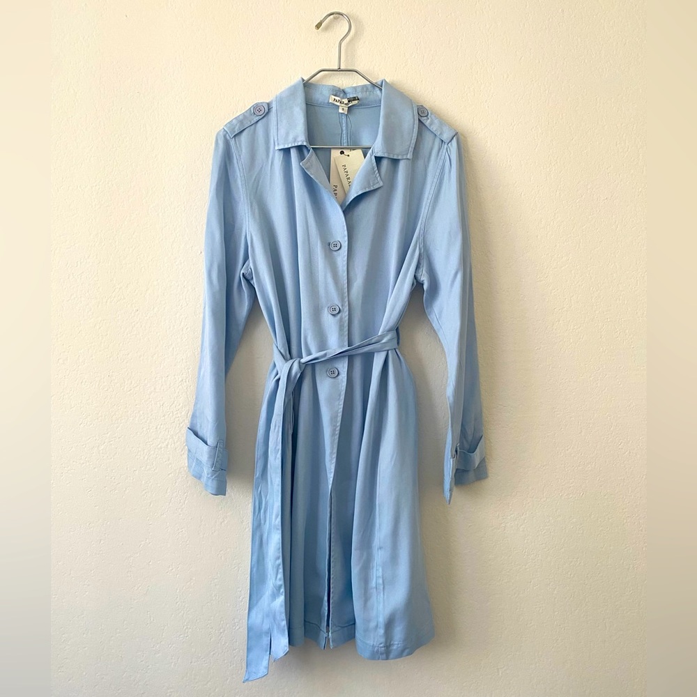 PASTEL BLUE SPRING TRENCH○ SIZE: S color: powder blue  brand: paparazzi